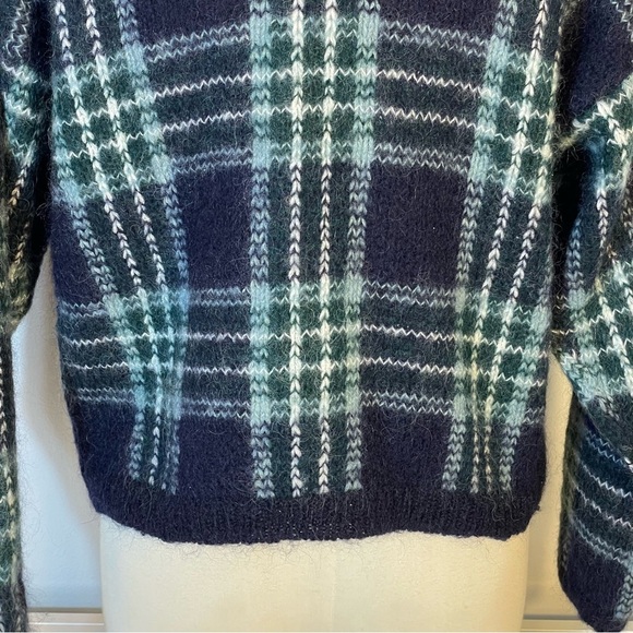 Paul Harris Design Blue Ivory Plaid Wool Mohair Vintage Crew Neck Sweater Sz M - Picture 8 of 10